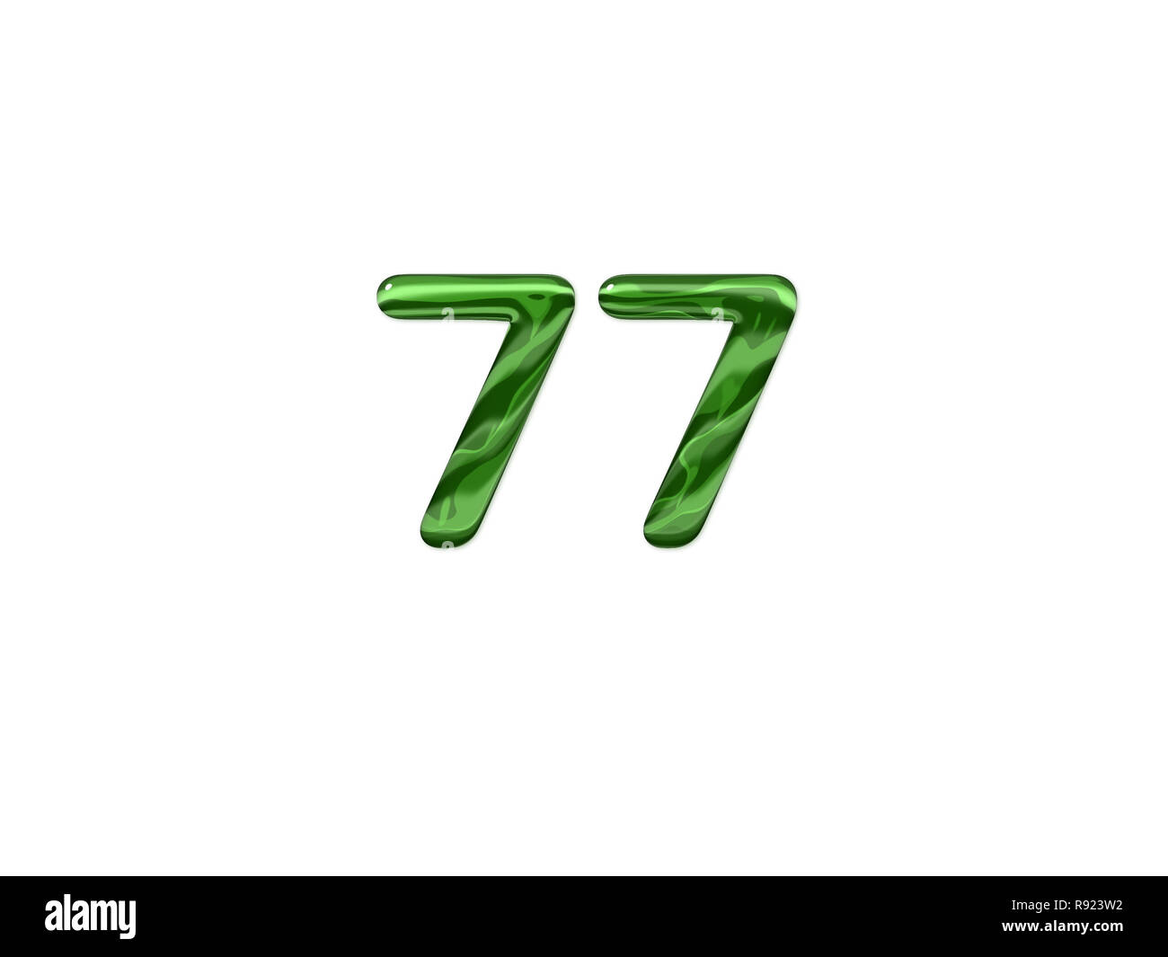 Número verde 77 aislado fondo blanco Fotografía de stock Alamy