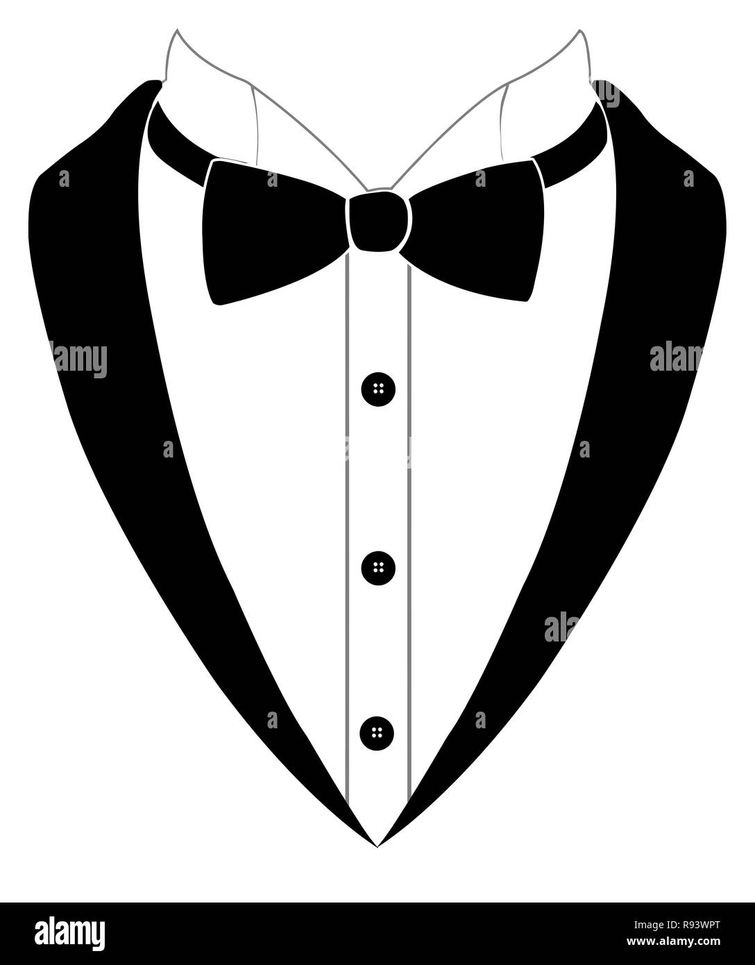 Pajarita traje negro elegante de lujo de la ilustración de moda Fotografía  de stock - Alamy