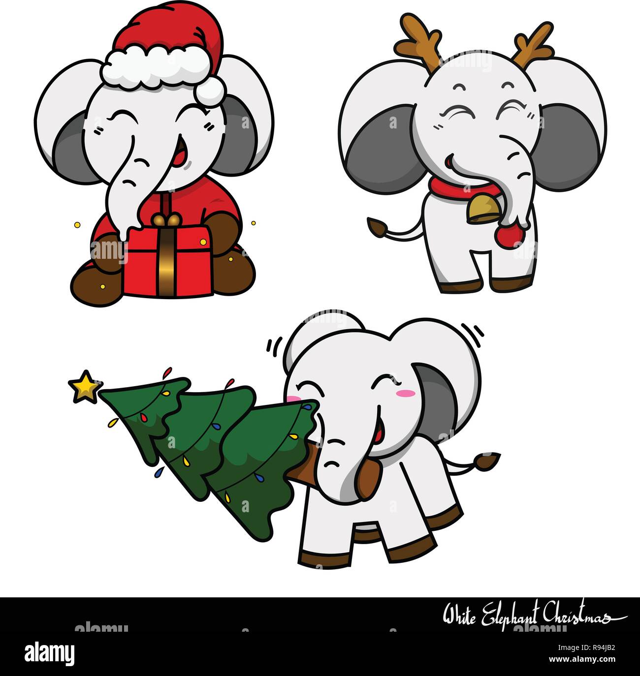 Elefante blanco intercambio de regalos de Navidad Imagen Vector de stock -  Alamy