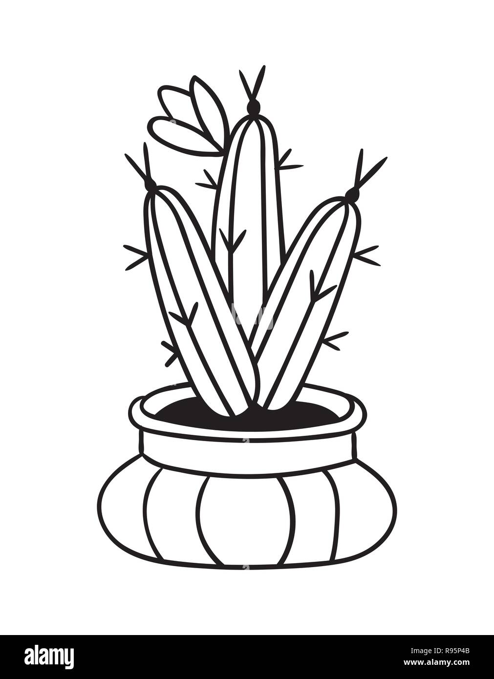 Cactus para libros de colorear. Ilustración vectorial. Ilustración del Vector
