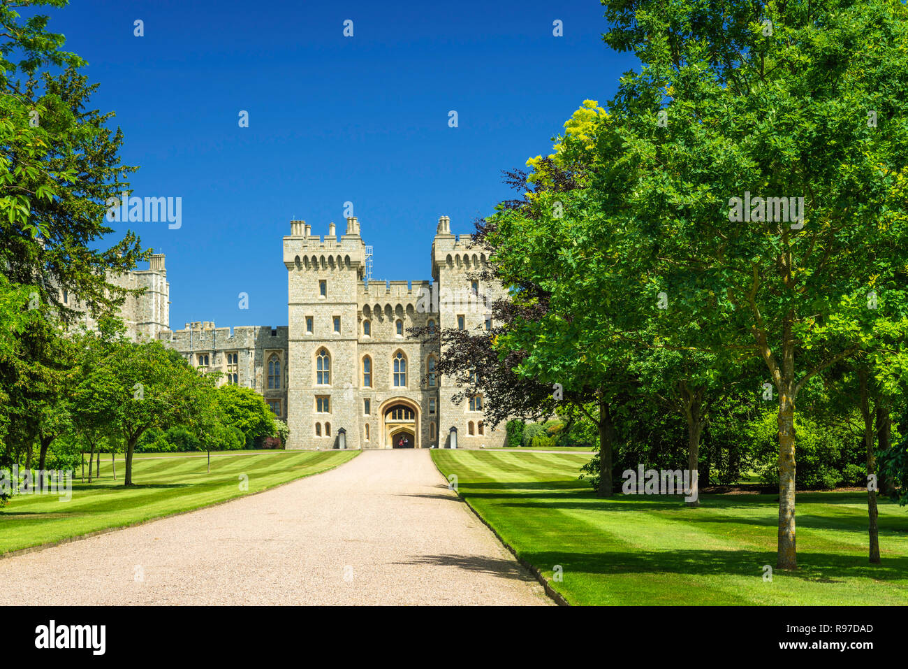 Vista exterior del castillo de Windsor en Windsor, Berkshire, Gran Bretaña, Reino Unido, Europa. Foto de stock