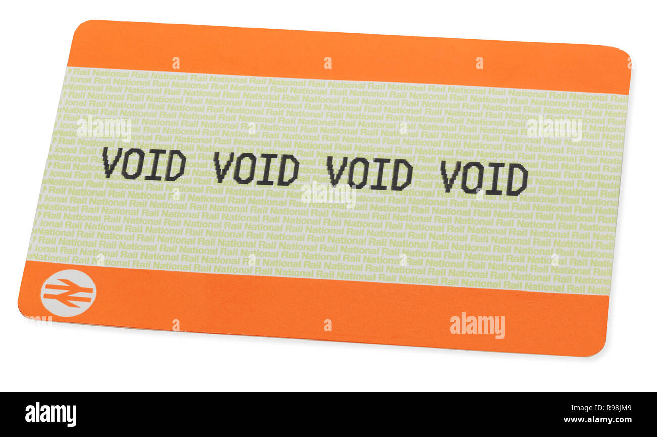 National Rail ticket con las palabras vacío en la parte frontal cuatro veces Foto de stock