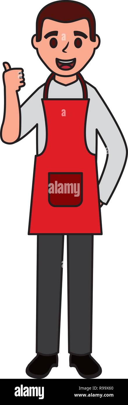 Hombre con delantal de cocina el chef ilustración vectorial Imagen Vector  de stock - Alamy