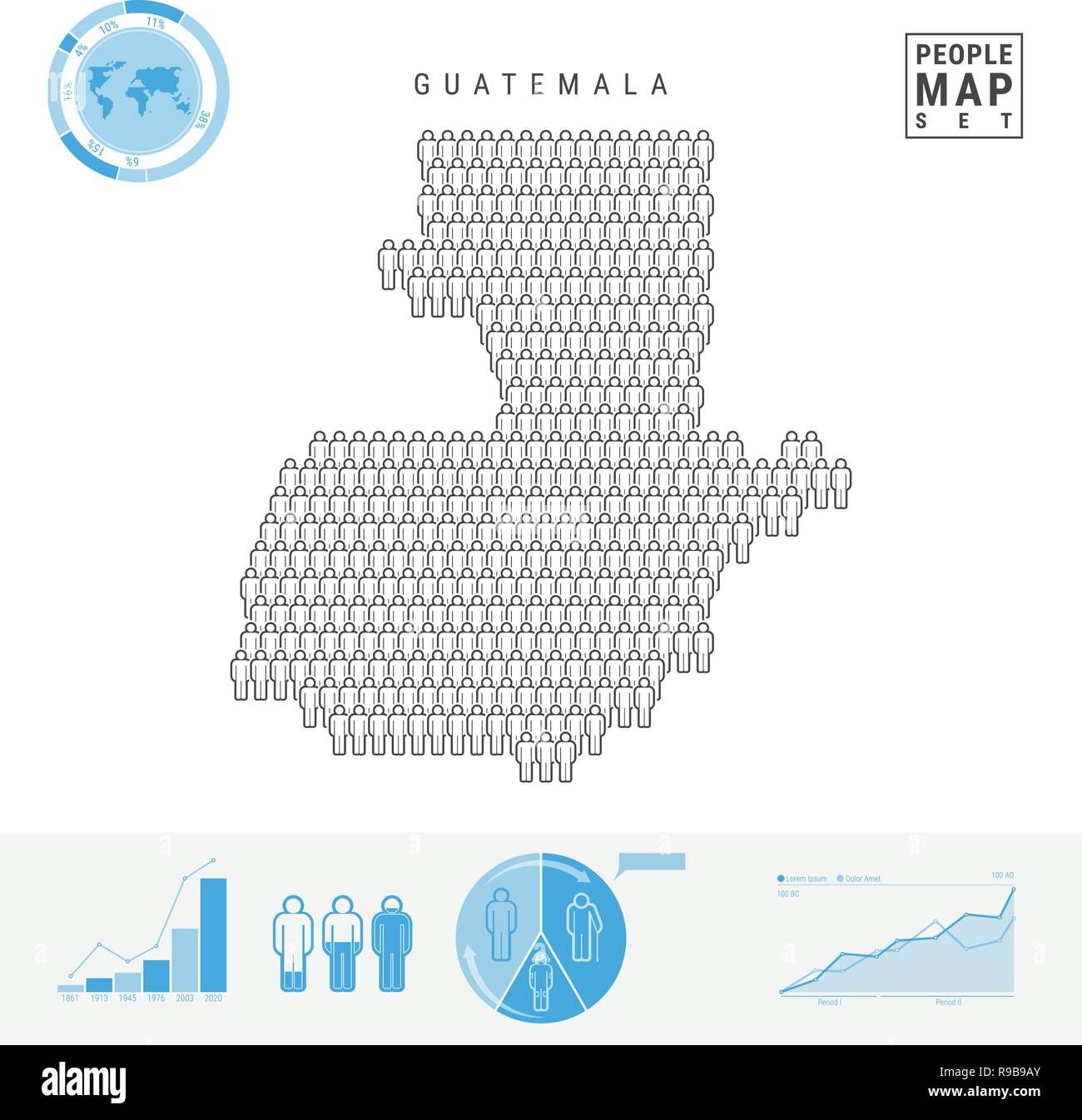 Guatemala icono Gente Mapa. La gente en la forma de un mapa de