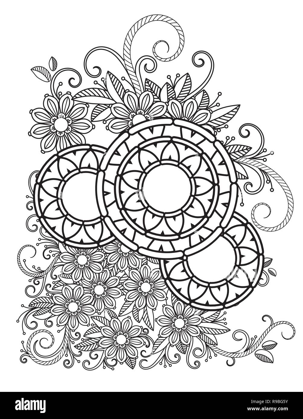 Página para colorear de mandala floral página para colorear de patrones libro  para colorear para adultos y niños