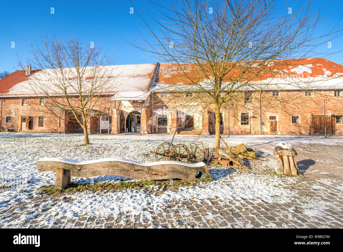 Hofgut Guntershausen, Kühkopf, Stockstadt am Rhein, Alemania Foto de stock