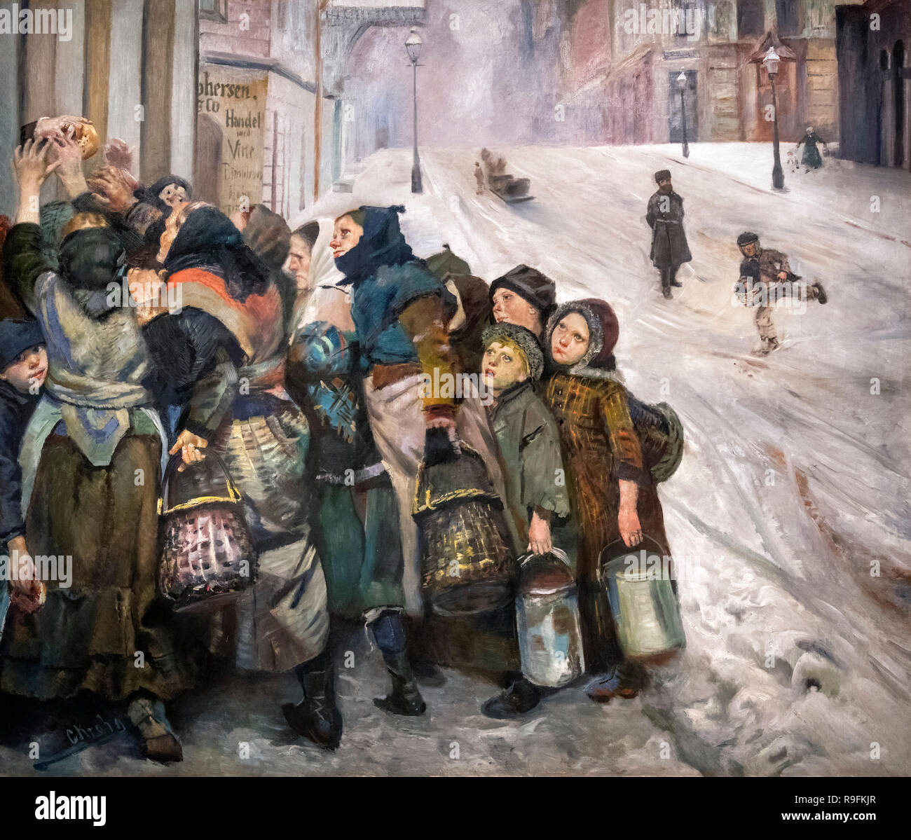 La lucha por la supervivencia por Christian Krohg (1852-1925), óleo sobre lienzo, 1890 Foto de stock