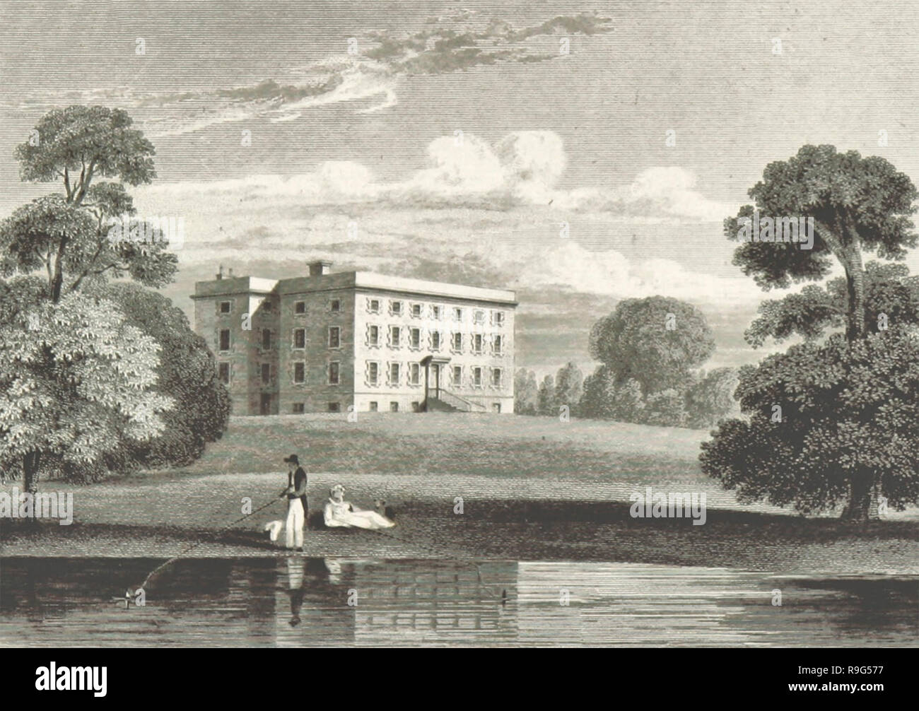 Hall, Brixworth Northamptonshire - John Preston Neale, circa 1818 Foto de stock