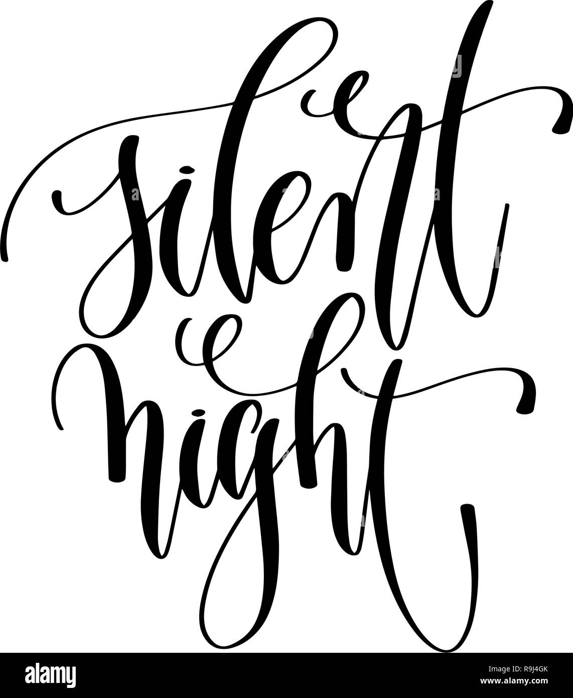Noche silenciosa - hand lettering inscripción texto para vacaciones de invierno Ilustración del Vector