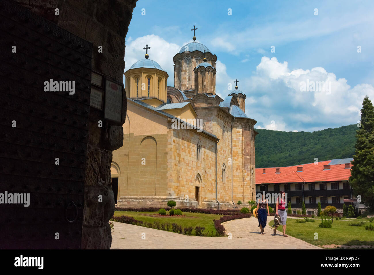 Monasterio Manasija, un monasterio ortodoxo serbio, Serbia Foto de stock