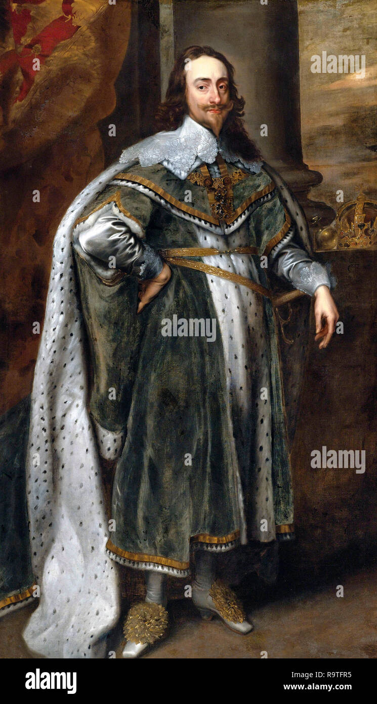 Retrato del Rey Carlos I en su túnica de estado, circa 1636 Foto de stock