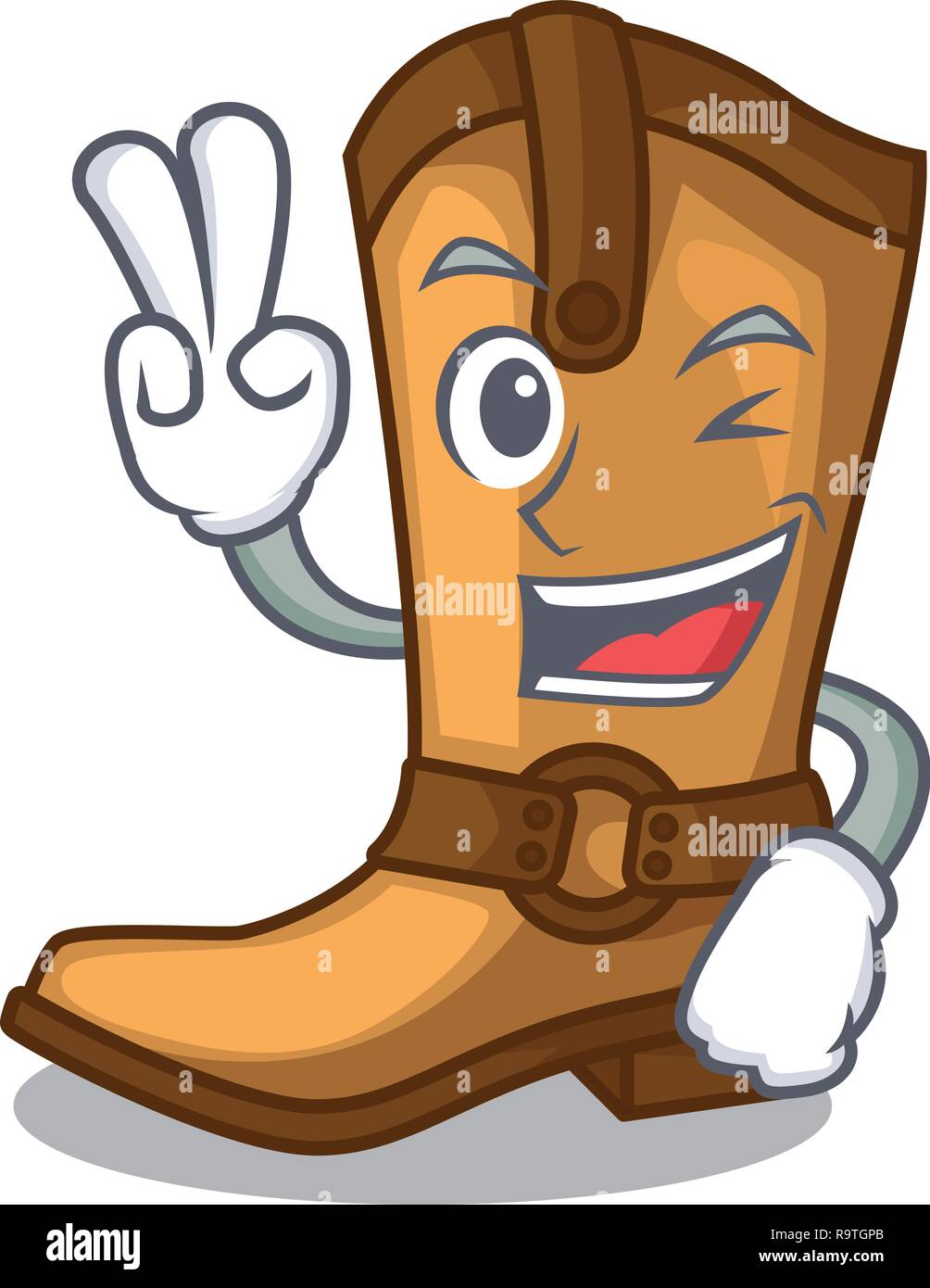 Dos dedos de botas vaqueras aislados en la mascota Imagen Vector de stock -  Alamy