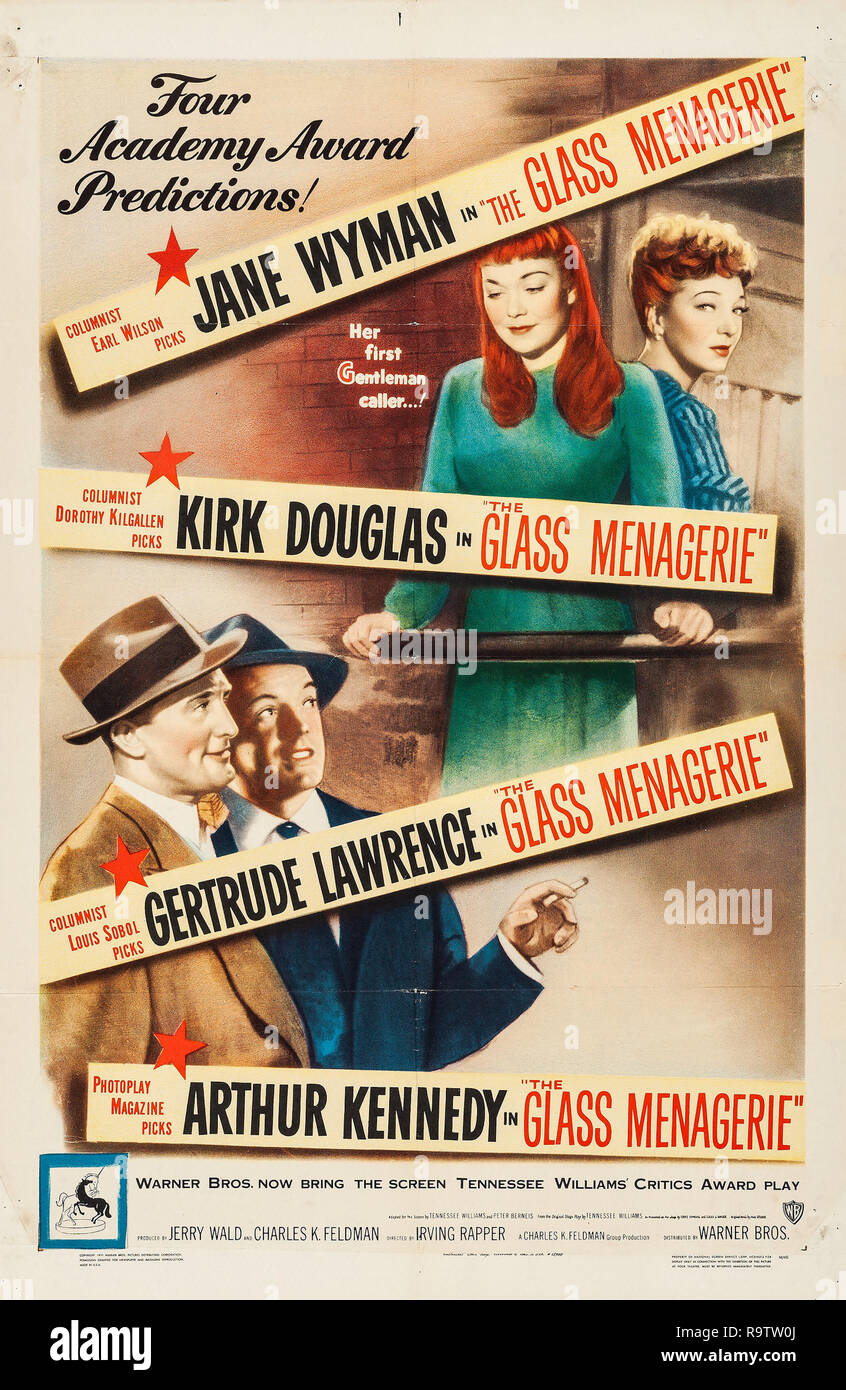 El Glass menagerie (Warner Brothers, 1950) Cartel Jane Wyman, Kirk Douglas Archivo de referencia # 33635 925tha Foto de stock