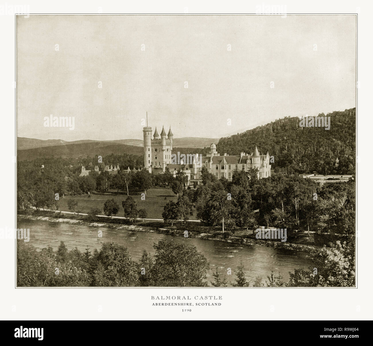 El castillo de Balmoral, Aberdeen, Escocia, Escocia antiguos Fotografía, 1893 Foto de stock