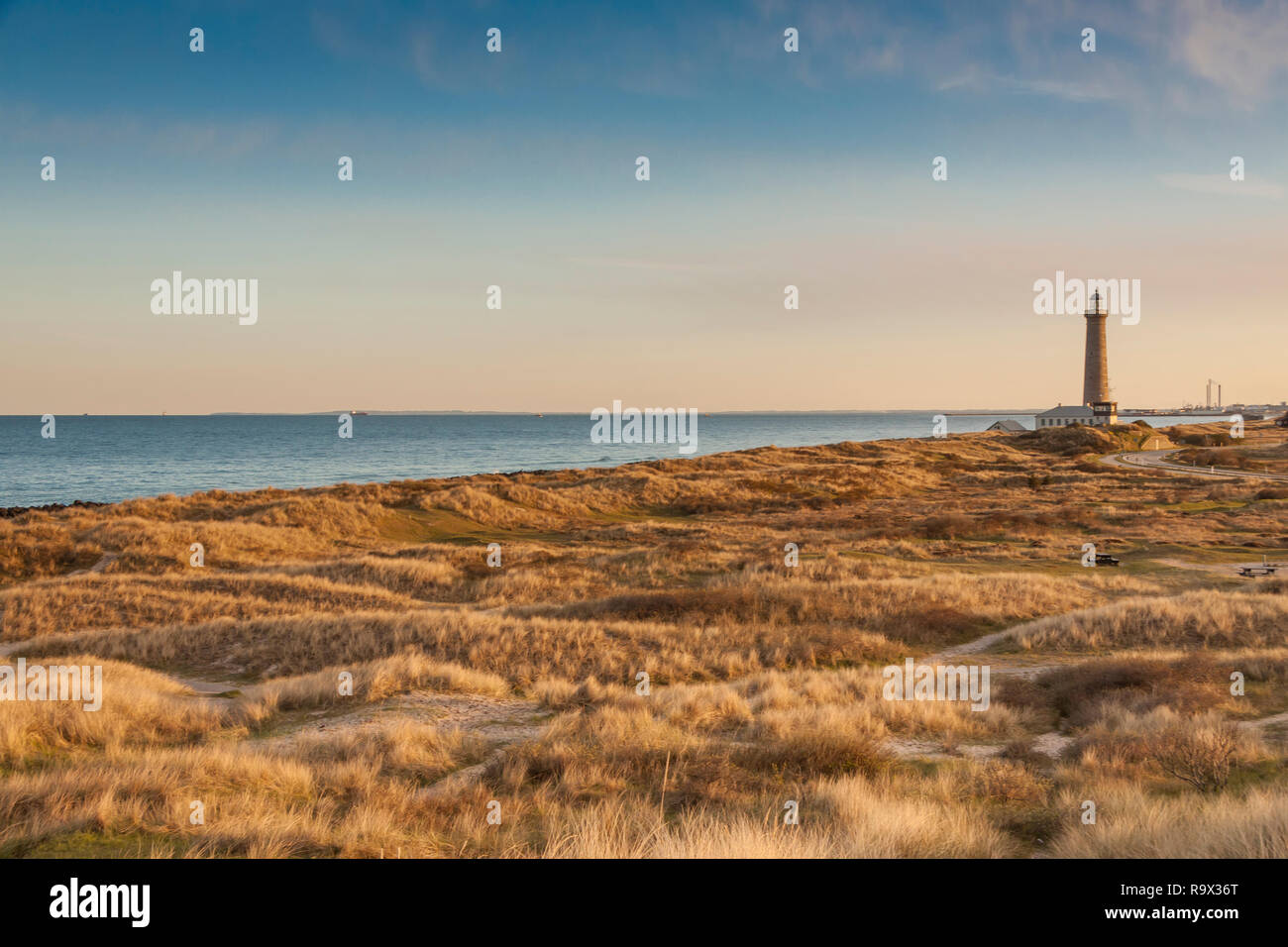 Faro de Skagen, en la parte norte de Dinamarca. Foto de stock
