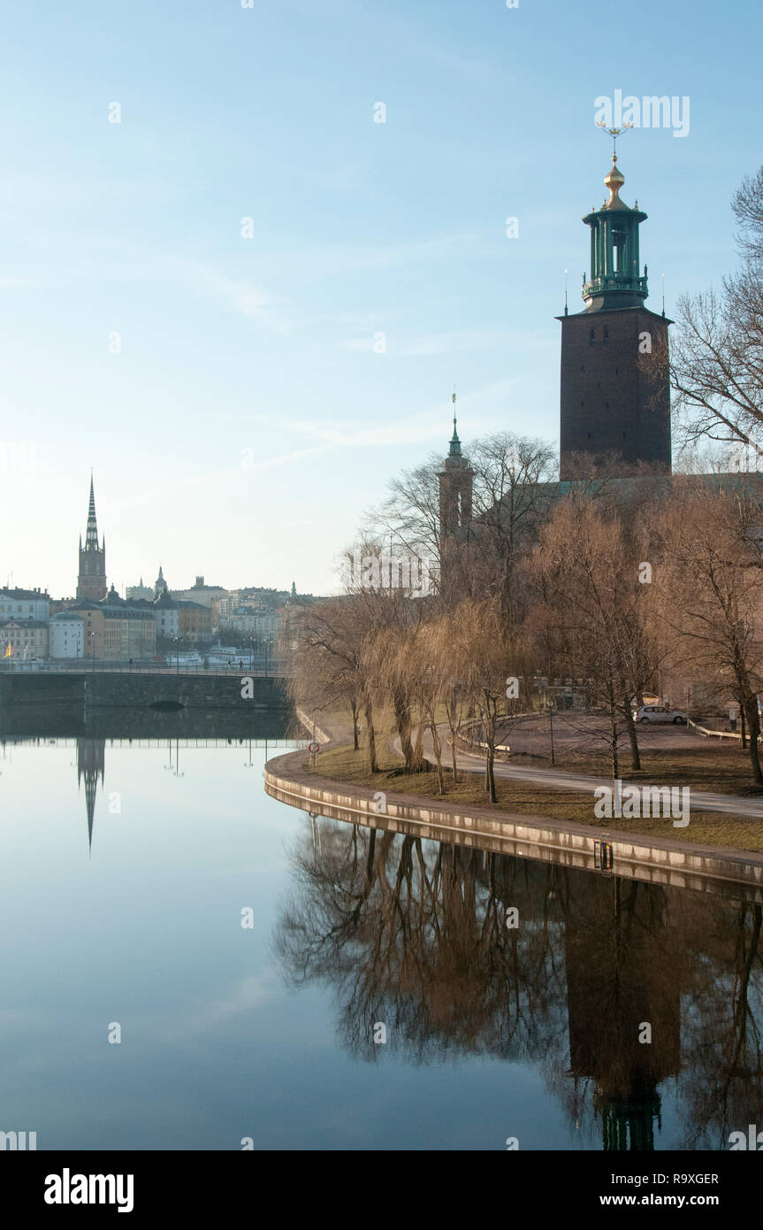 En el Ayuntamiento de Estocolmo, Suecia. Foto de stock