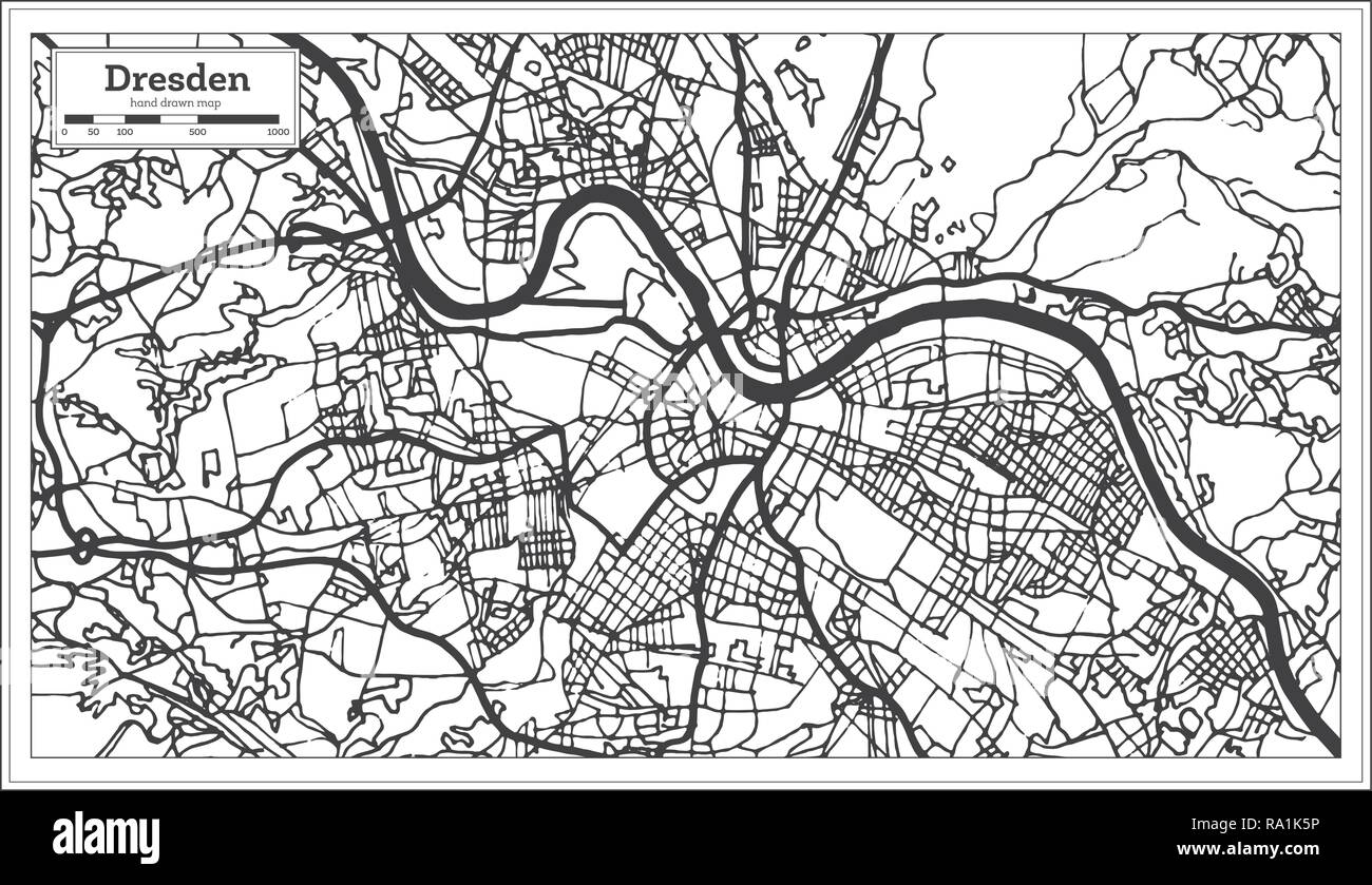 Dresden Alemania Mapa de la ciudad en estilo retro. Mapa de esquema. Ilustración vectorial. Ilustración del Vector