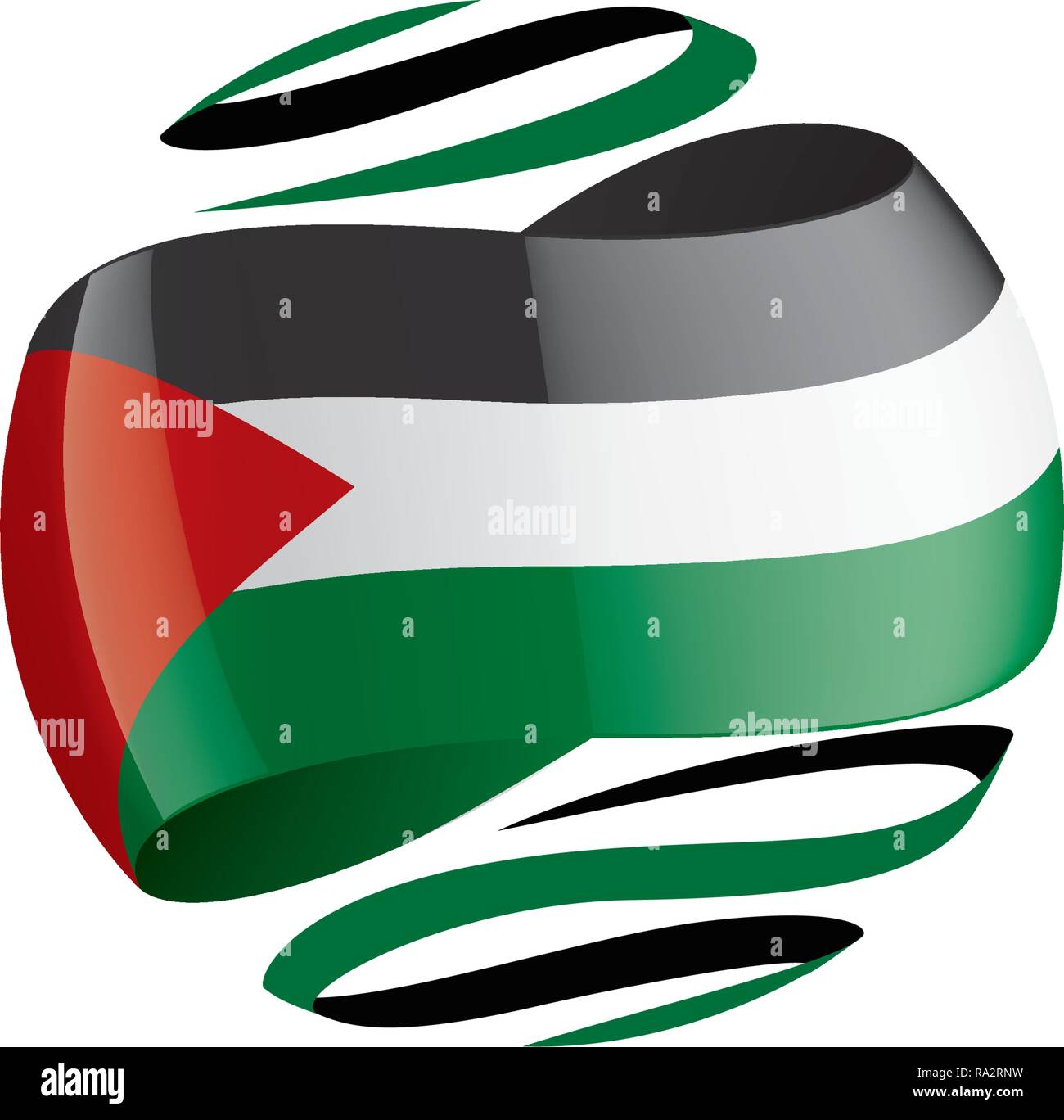 Bandera De Palestina Sobre Fondo Blanco, Ilustración Vectorial