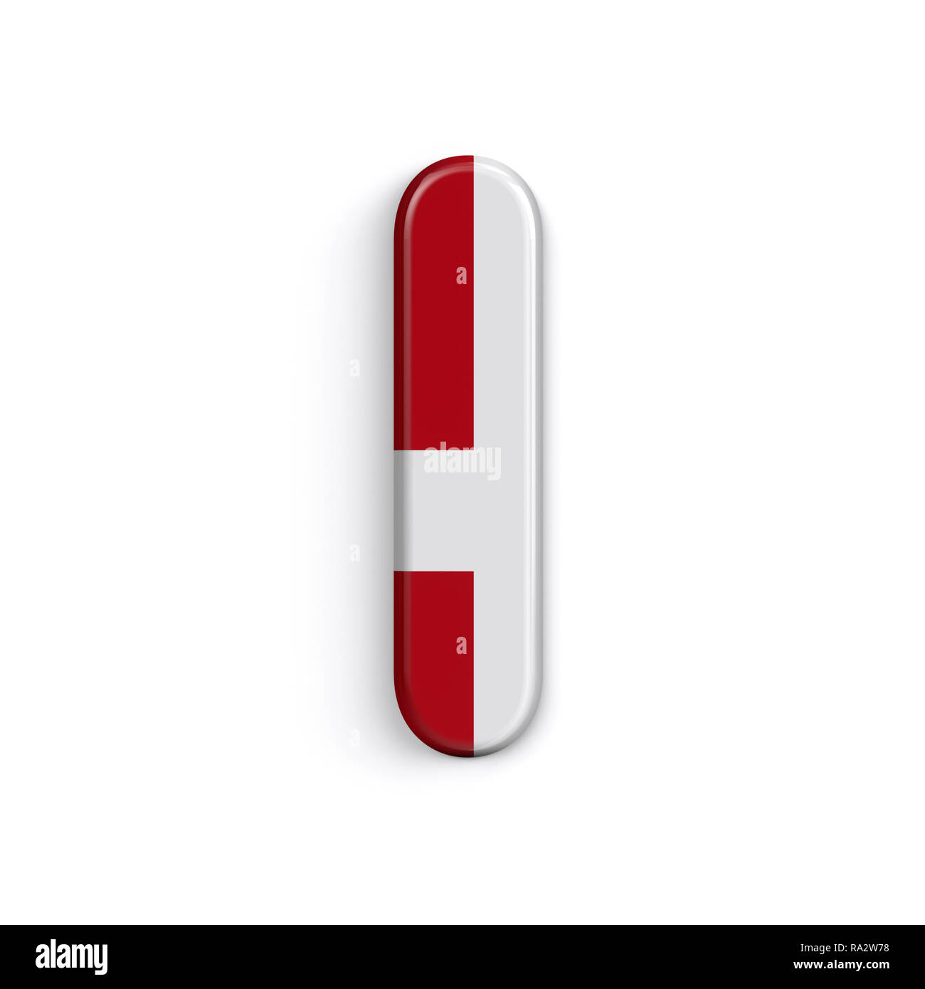 Dinamarca la letra L - pequeño 3d bandera danesa font aislado sobre fondo blanco. Este alfabeto es perfecto para creativos ilustraciones relacionadas pero no limitado Foto de stock