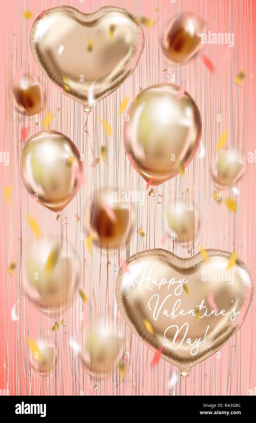 Lámina de oro rosa de los globos en el margen cortinas metálicas shimmer  cortina. Diseño de San Valentín, cumpleaños, bodas, fiestas y decoraciones  de Navidad, cor Imagen Vector de stock - Alamy