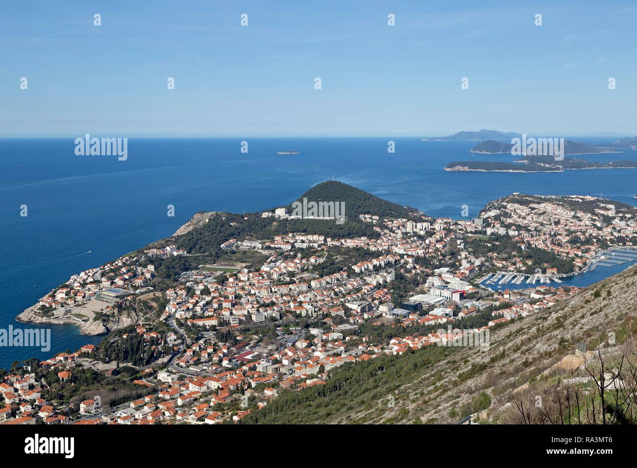 Vista de Dubrovnik desde el Monte Srd, Croacia Foto de stock