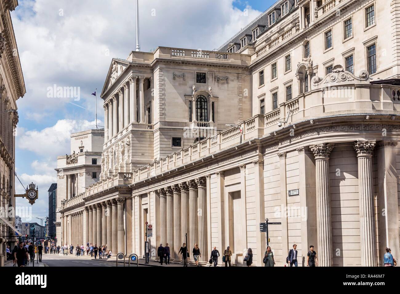 El Banco de Inglaterra, el distrito financiero de Londres, Reino Unido Foto de stock