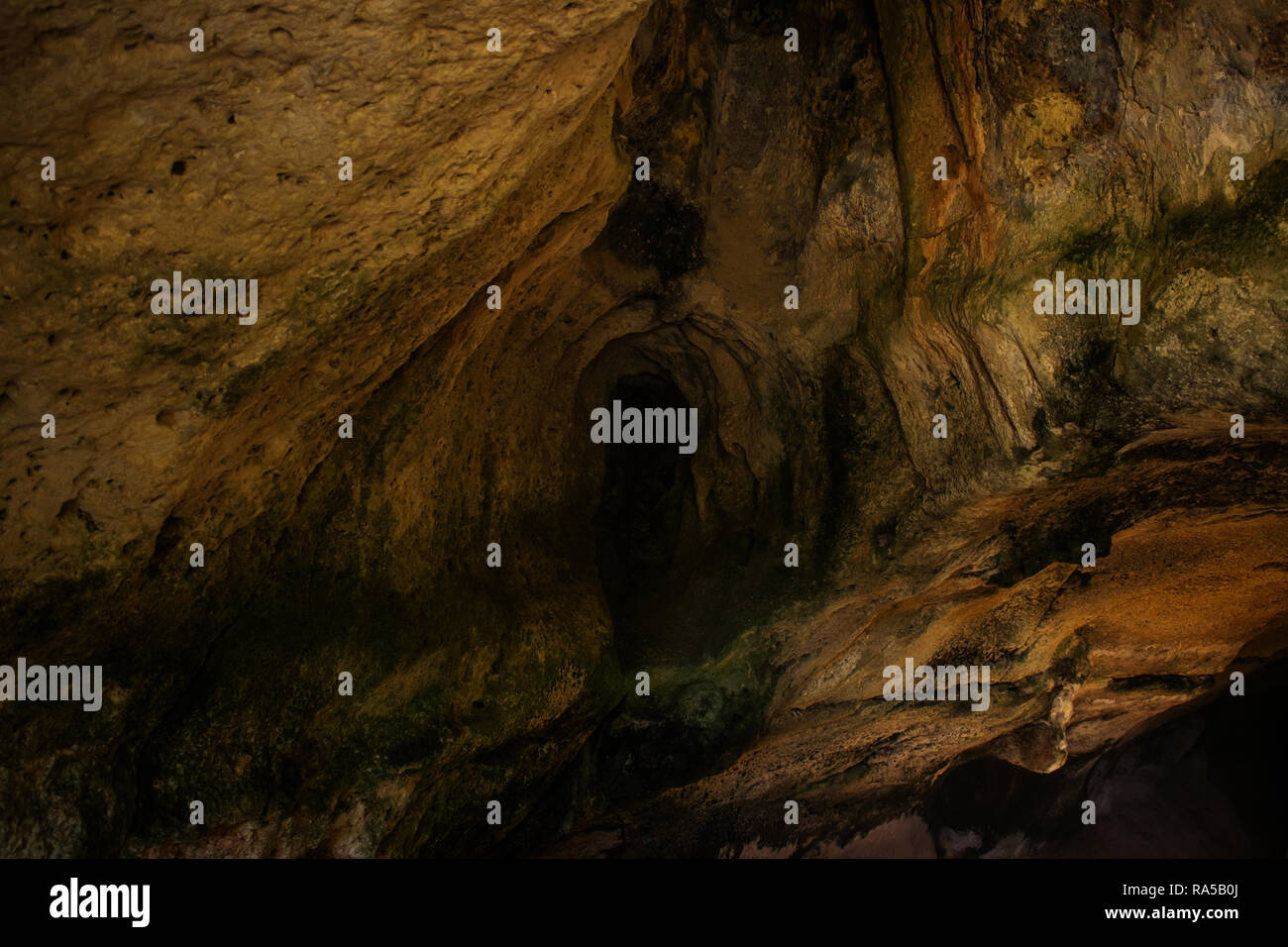 Explorar una cueva subterránea prehistórico conocido como la Cueva de