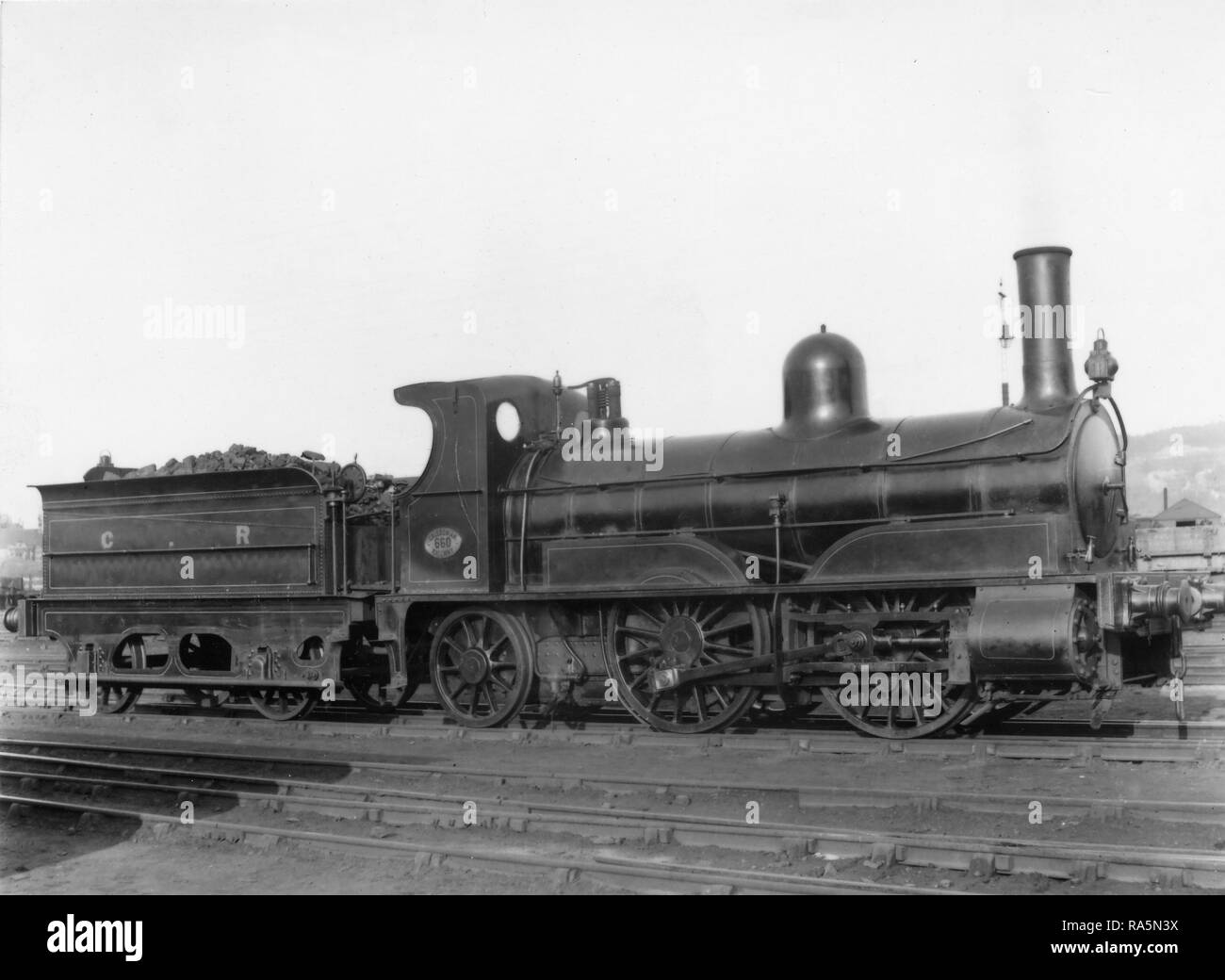 Ferrocarril de Caledonian 0-4-2 freight locomotora de vapor en Perth. Foto de stock