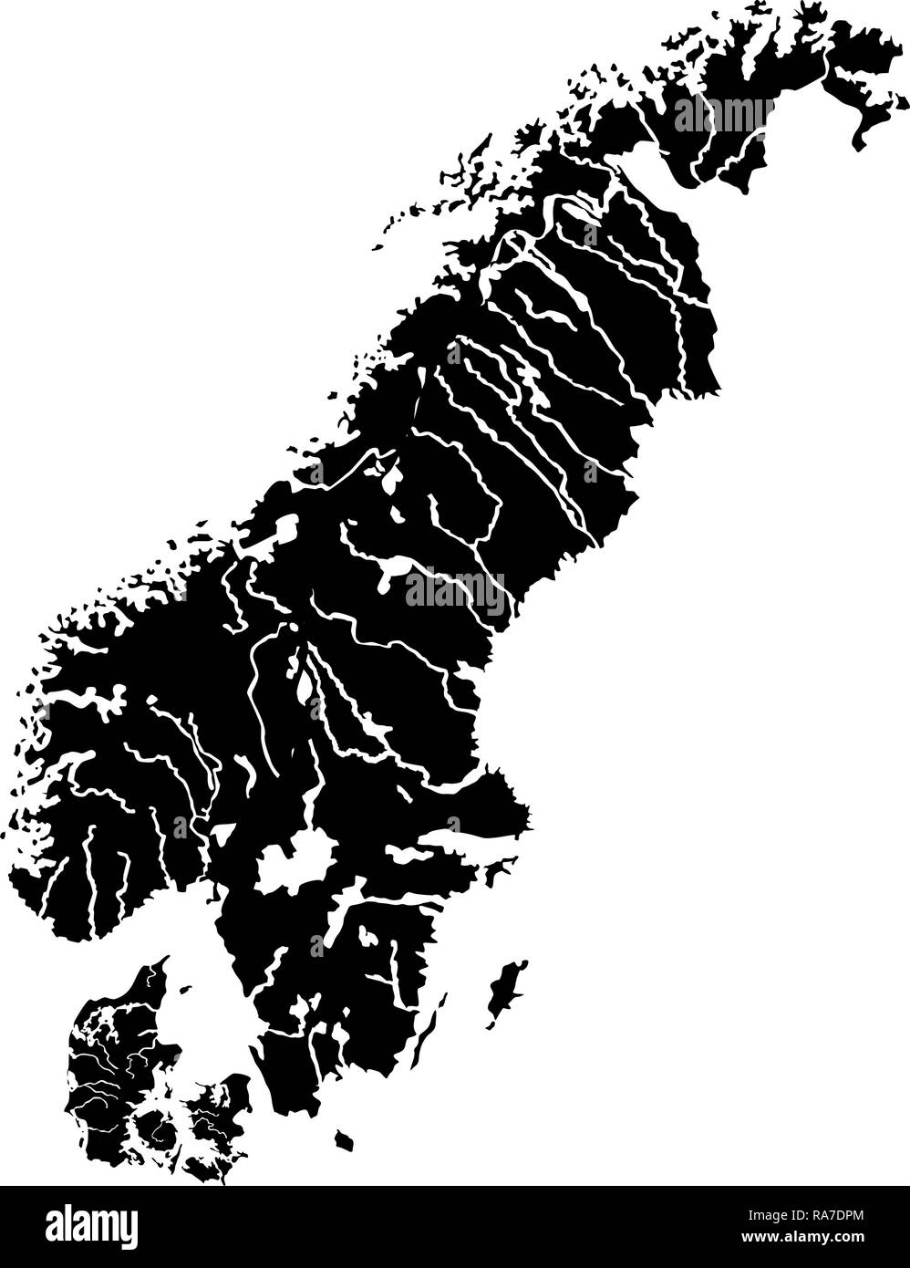 Mapa de Escandinavia icono de vector de color negro I tipo plano simple imagen Ilustración del Vector