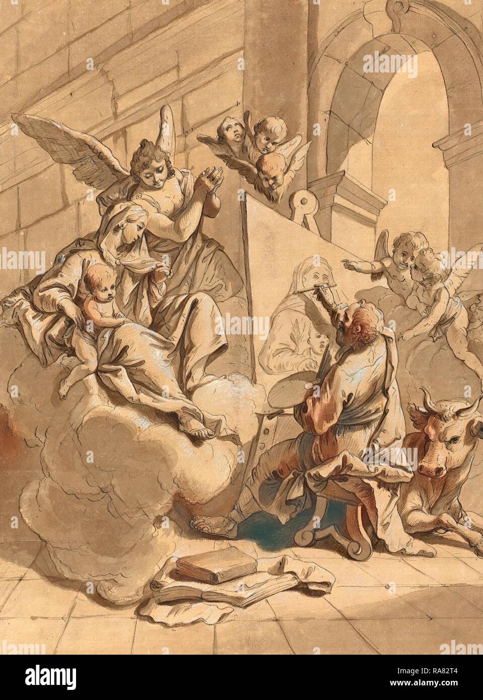 Seguidor de Francesco Fontebasso, San Lucas pintando a la Virgen, del siglo  XVIII, pluma y tinta marrón, marrón y pincel reinventado Fotografía de  stock - Alamy