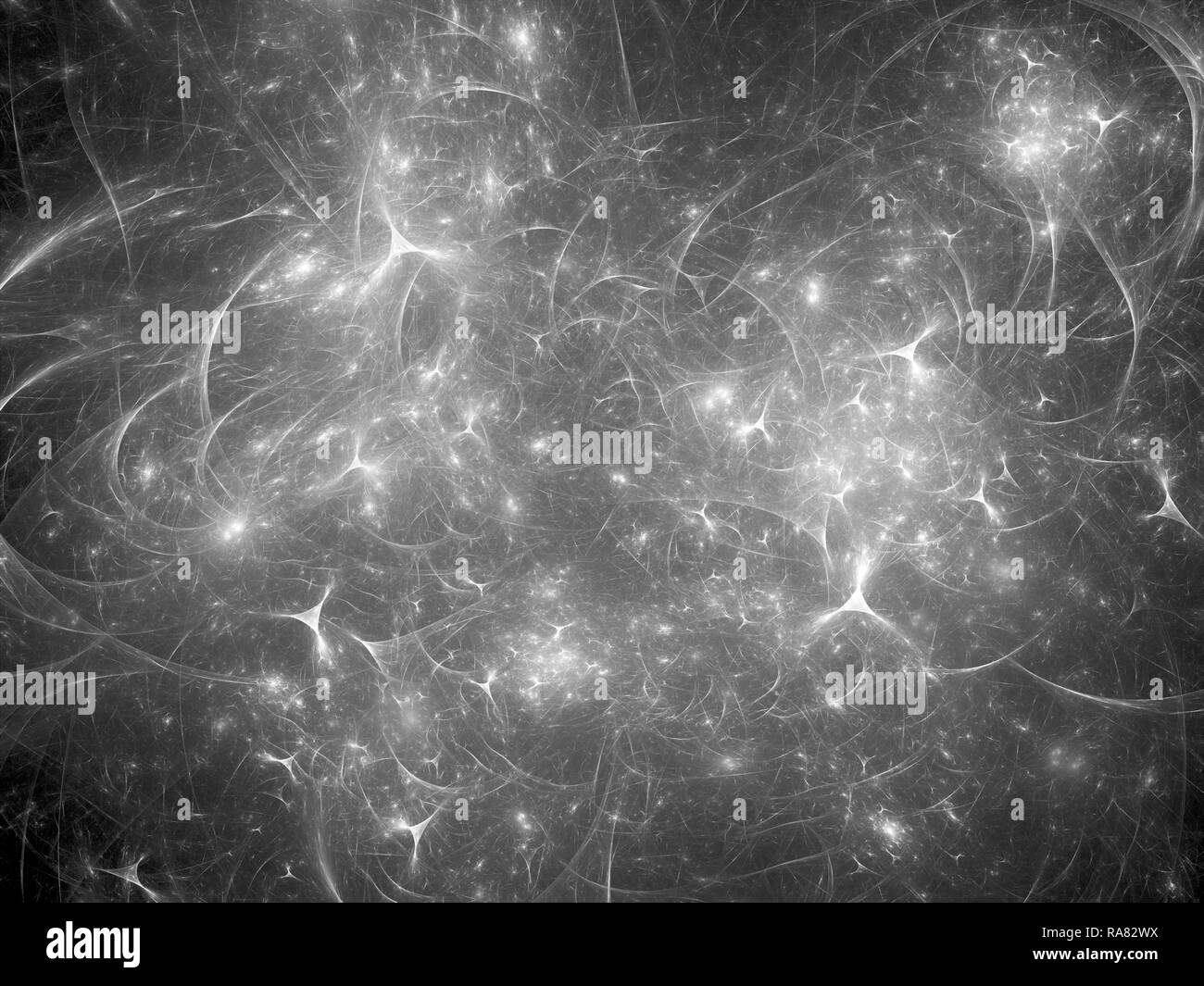 Glowing sinapsis, generado por computadora abstracta mapa de intensidad, en blanco y negro superposición, 3D rendering Foto de stock