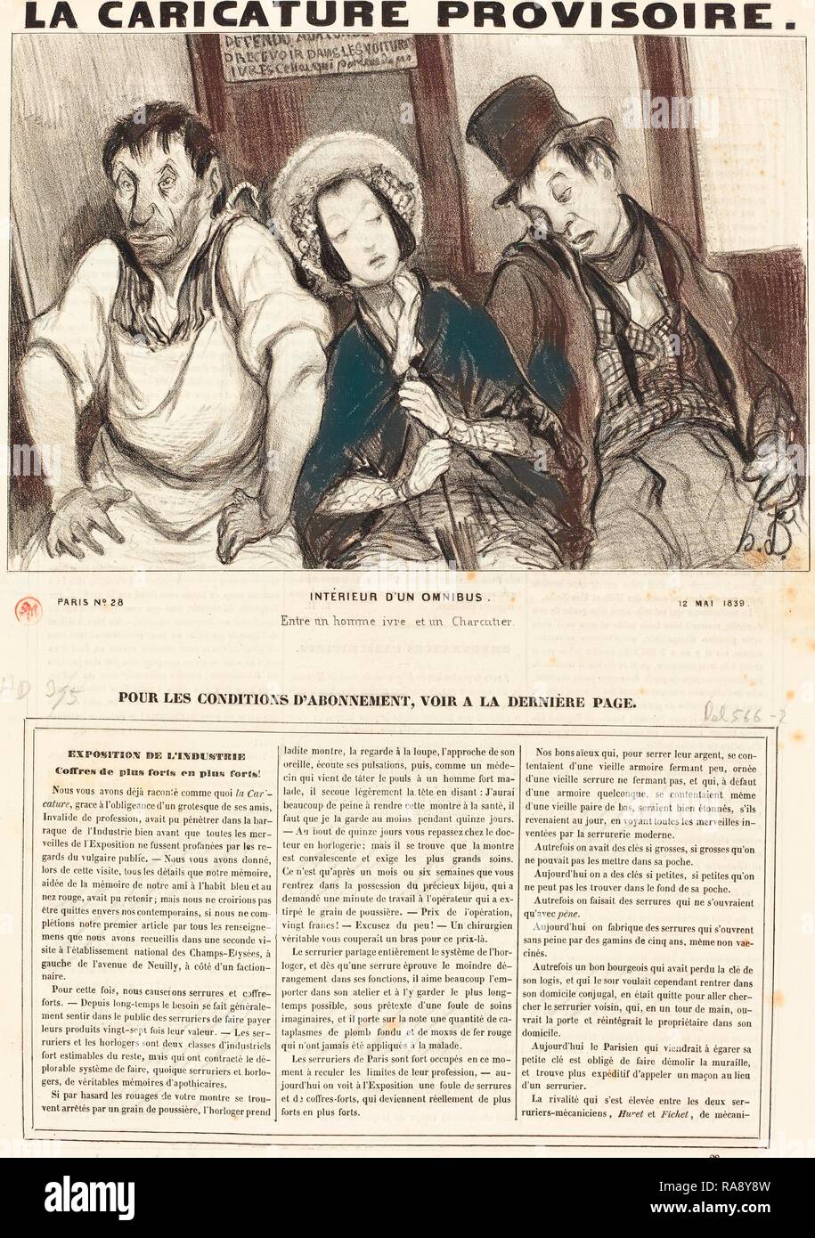 Honoré Daumier, Francés (1808 - 1879), interieur d'un omnibus de 1839, Litografía sobre Papel prensa. Reinventado Foto de stock
