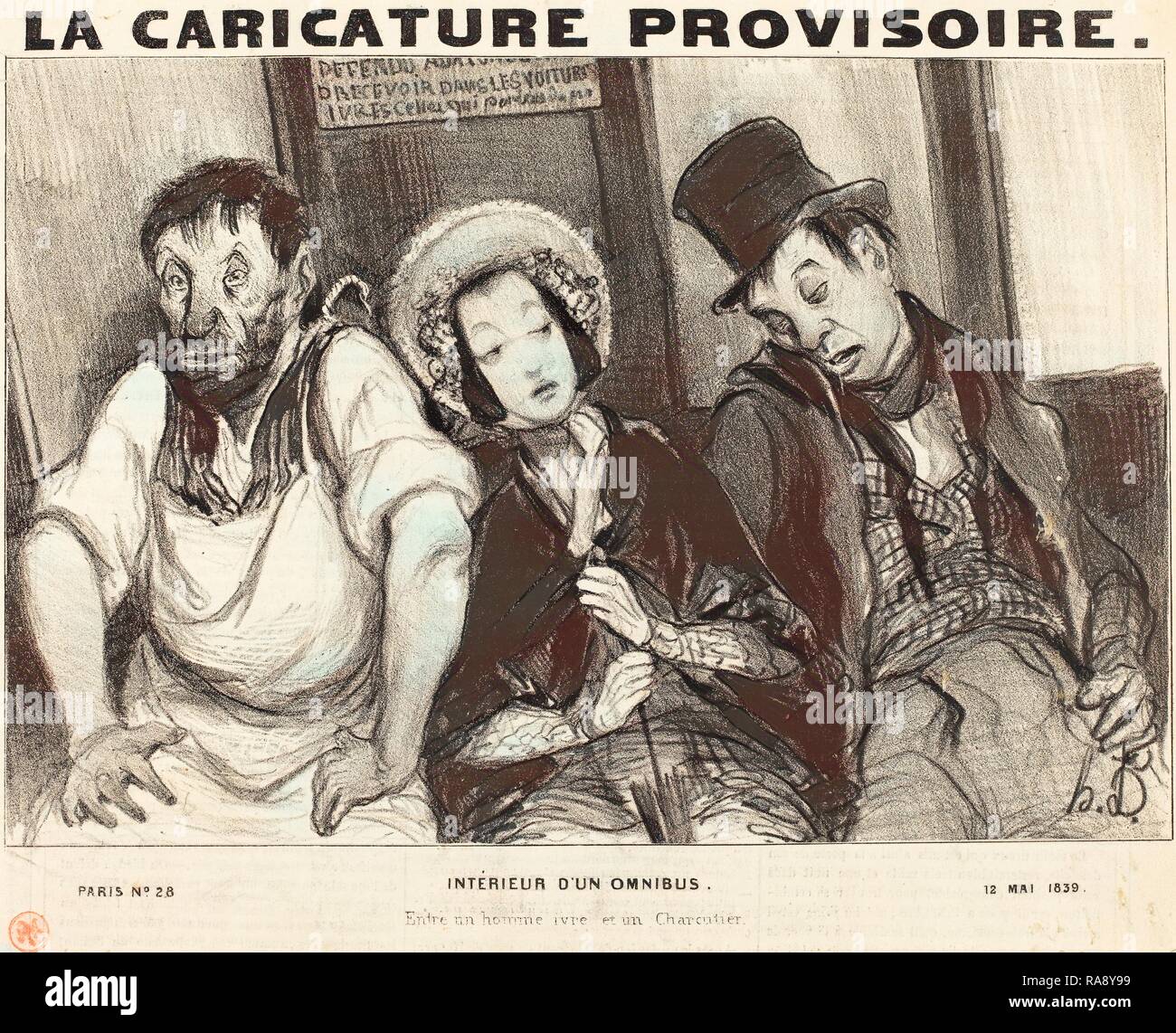 Honoré Daumier, Francés (1808 - 1879), interieur d'un omnibus de 1839, Litografía sobre Papel prensa. Reinventado Foto de stock