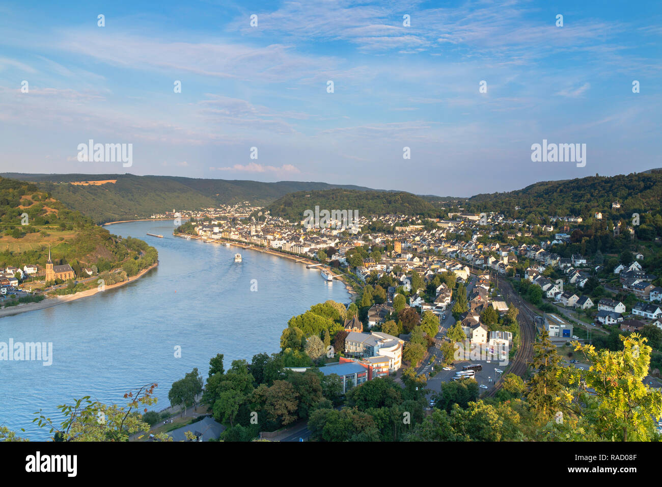 Vista del Río Rin, Boppard, Renania-Palatinado, Alemania, Europa Foto de stock
