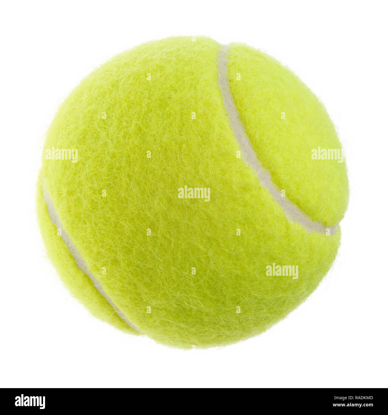 Objetos aislados: amarillo verde pelota de tenis sobre fondo blanco. Foto de stock