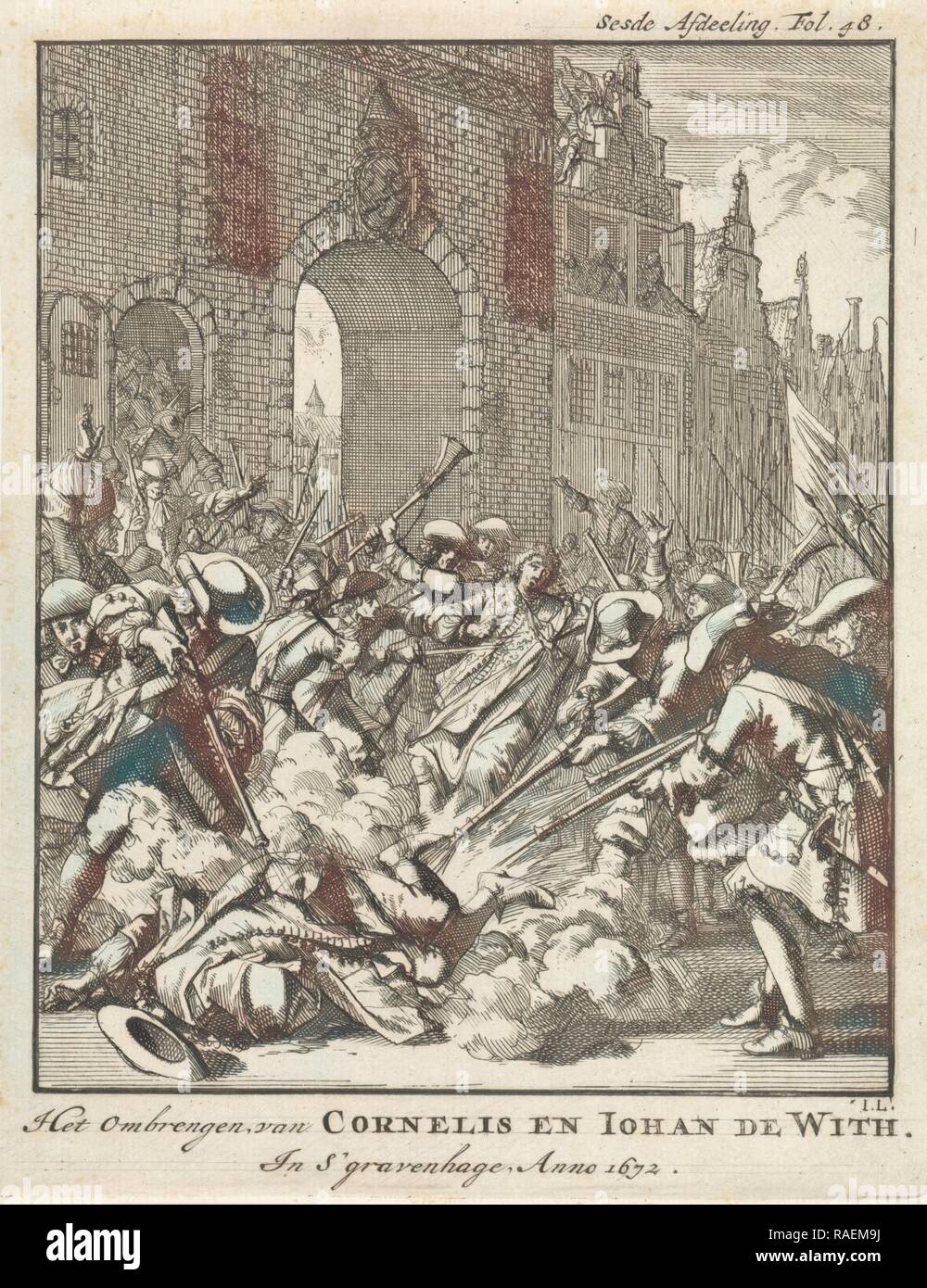 El asesinato de los hermanos De Witt, 1672, Jan Luyken, Jan Claesz diez Hoor. Reimagined by Gibon. Arte clásico con un reinventado Foto de stock