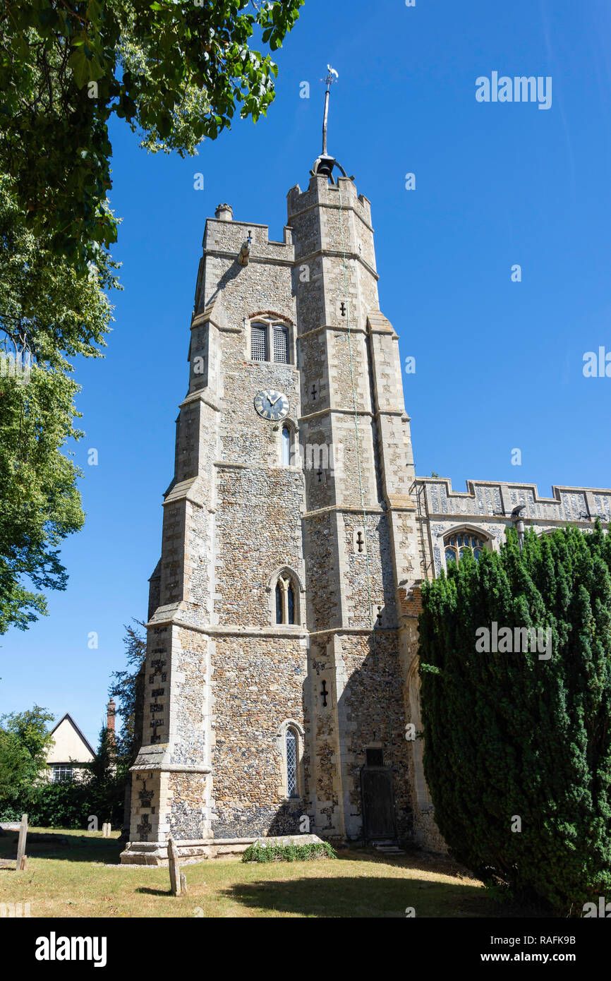 La Iglesia de Santa María Virgen, la Verde, Cavendish, en Suffolk, Inglaterra, Reino Unido Foto de stock