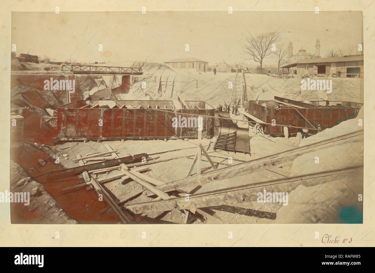 El muelle Nº2, el montaje de cajones, LouisÉmile Durandelle (francés