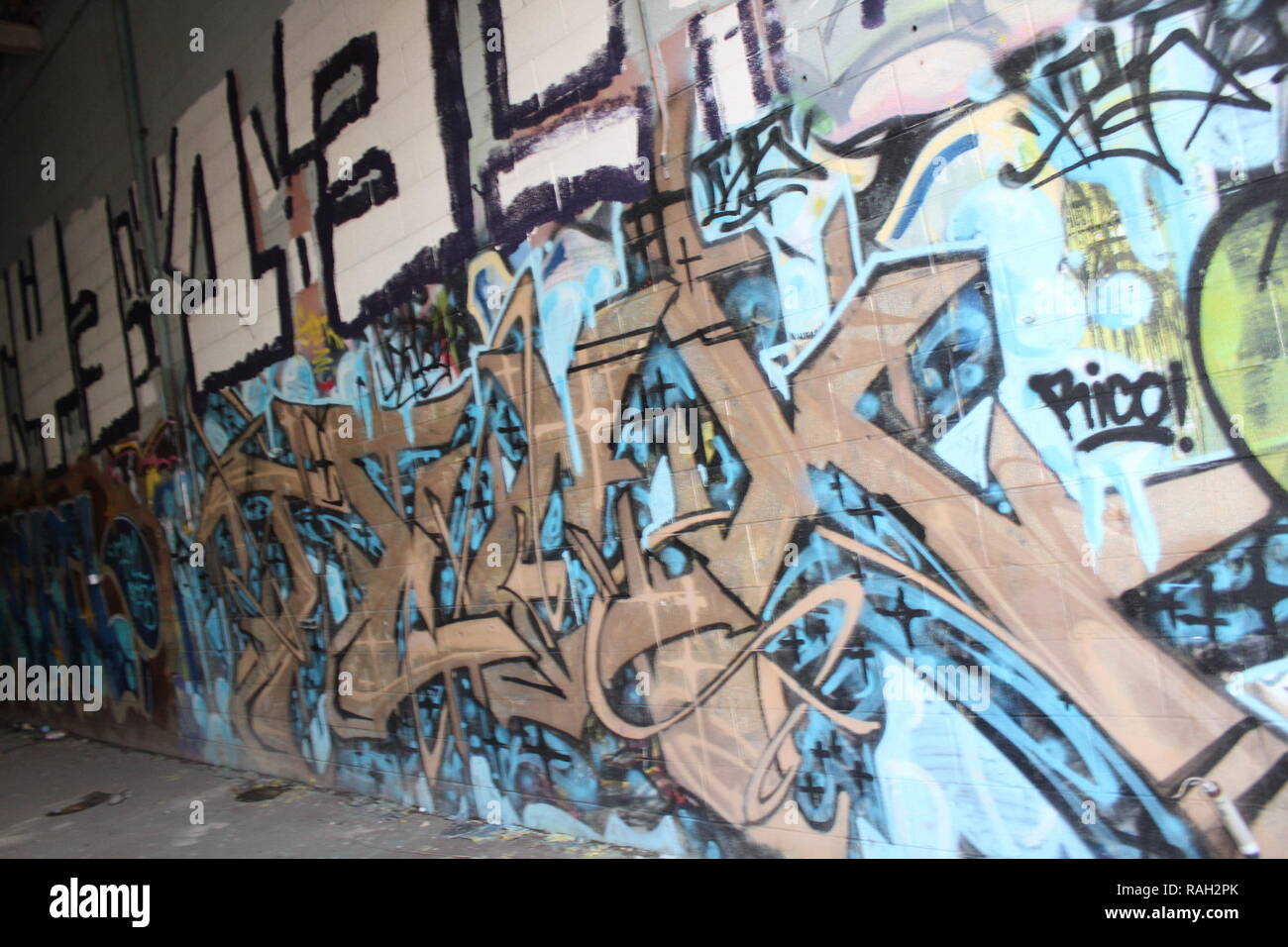 Arte graffiti urbano de Detroit Throw-Up pedazo! Foto de stock
