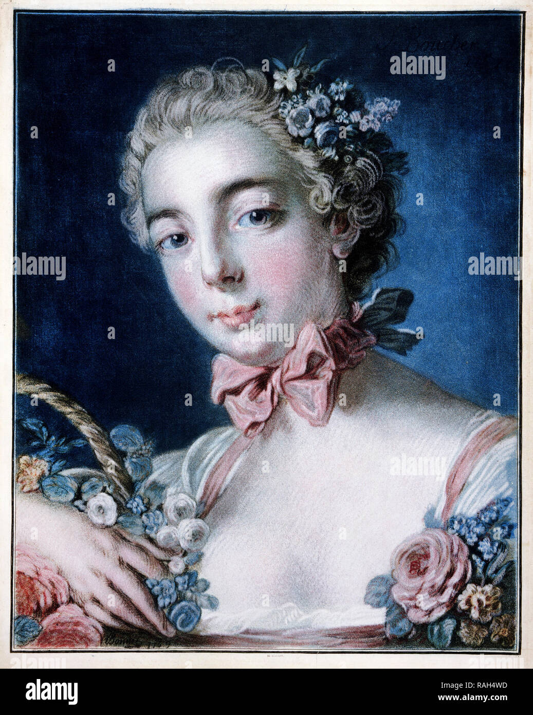 Louis-Marin Bonnet, Jefe de Flora 1769 Pastel grabado de manera impresas en color de 8 placas, Museo de Arte de Filadelfia, Estados Unidos. Foto de stock