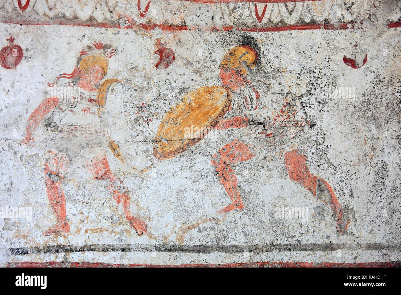 Pintura de un grave septadas tumba, alrededor de 480 AC, Lucani período, Museo de Paestum, Campania, Italia, Europa Foto de stock