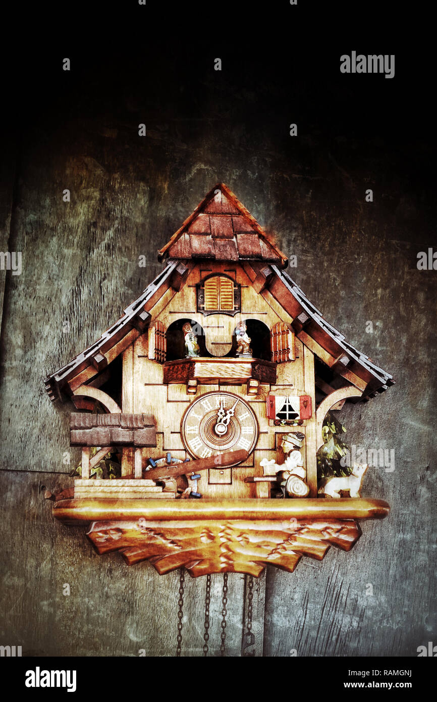 Vintage Pajaro De Madera Reloj De Pared De Fondo De Decoracion