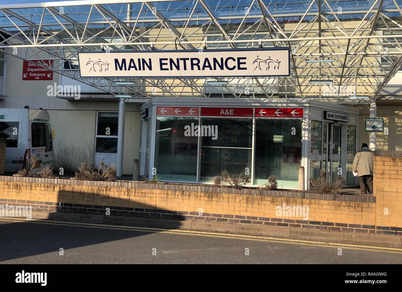 Una vista general del Frimley Park Hospital en Frimley, Surrey. Foto de stock