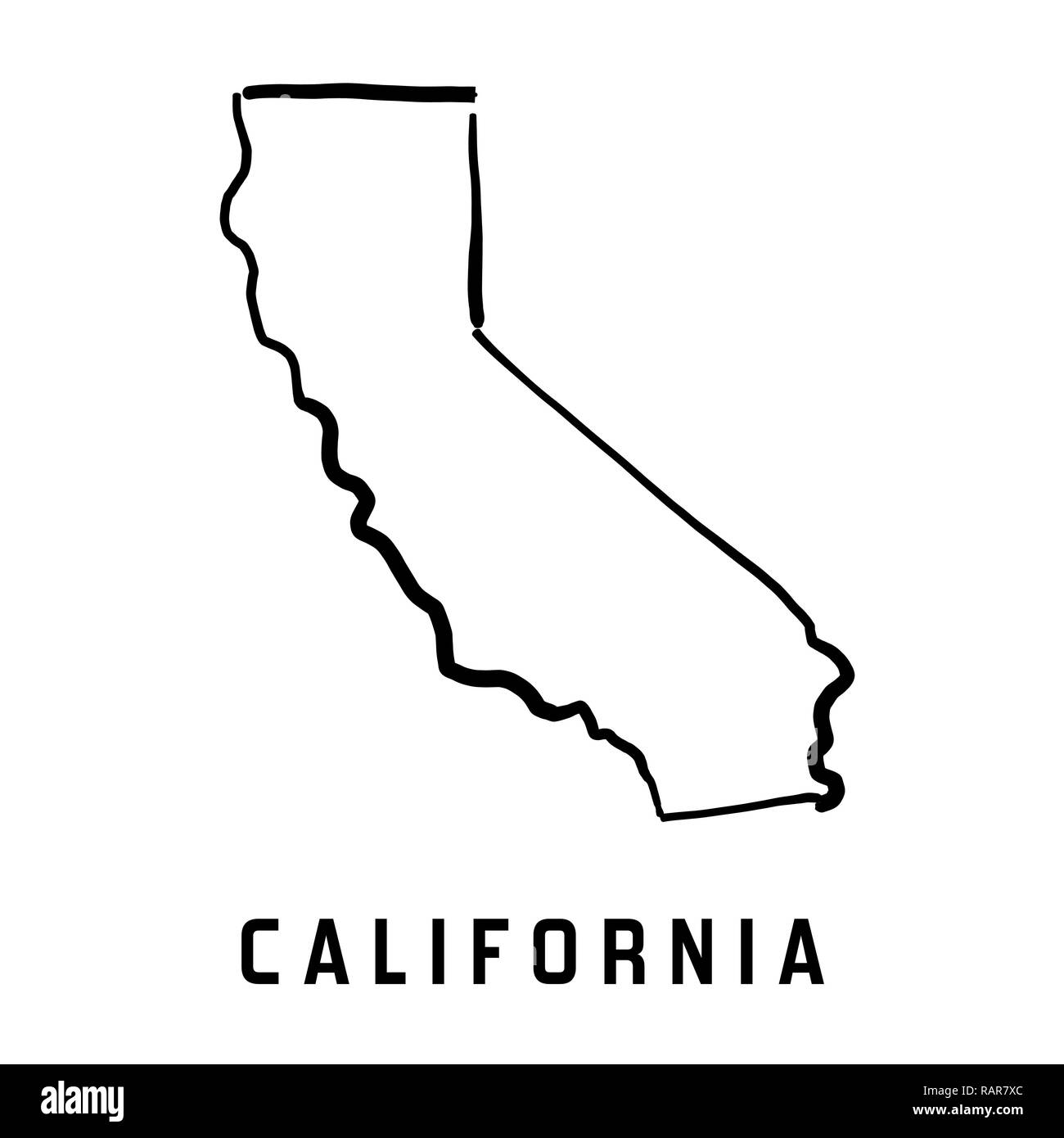 Mapa del estado de California - esquema simplificado suave de estado de los EE.UU. mapa de forma vectorial. Ilustración del Vector