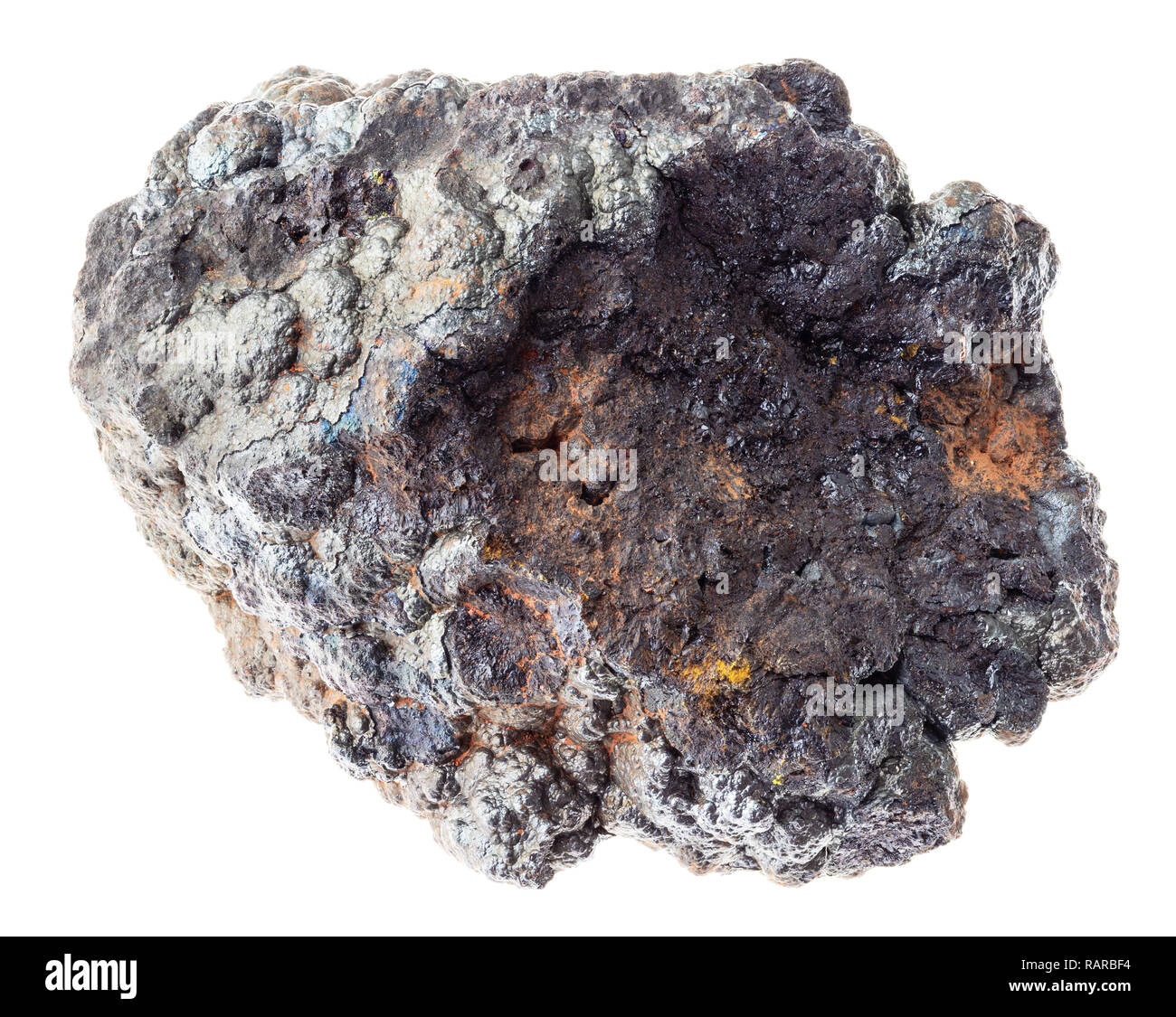 Fotografía macro de minerales naturales geológicas de la colección - materias goethita piedra sobre fondo blanco. Foto de stock