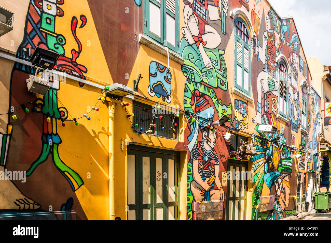 Singapur - 22 de diciembre de 2018: Haji lane murales. Esto es en la zona de Kampong Glam Foto de stock