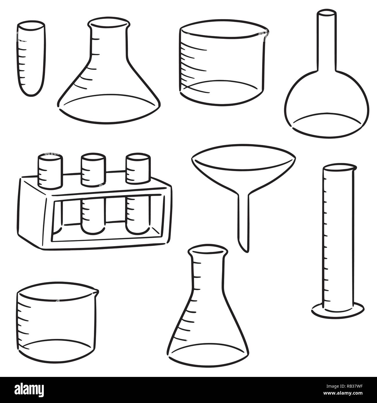 Vector conjunto de material de vidrio de laboratorio Imagen Vector de stock  - Alamy