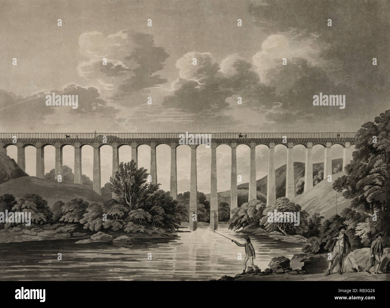 Vista del acueducto Pontcysyllte, North Wales, circa 1808 Foto de stock
