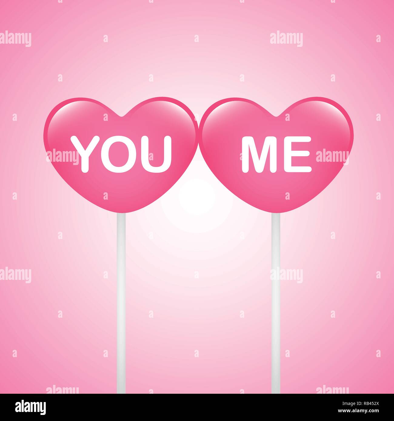 Rosa en forma de corazón con ustedes y me lollipops tipografía ilustración vectorial EPS10 Ilustración del Vector