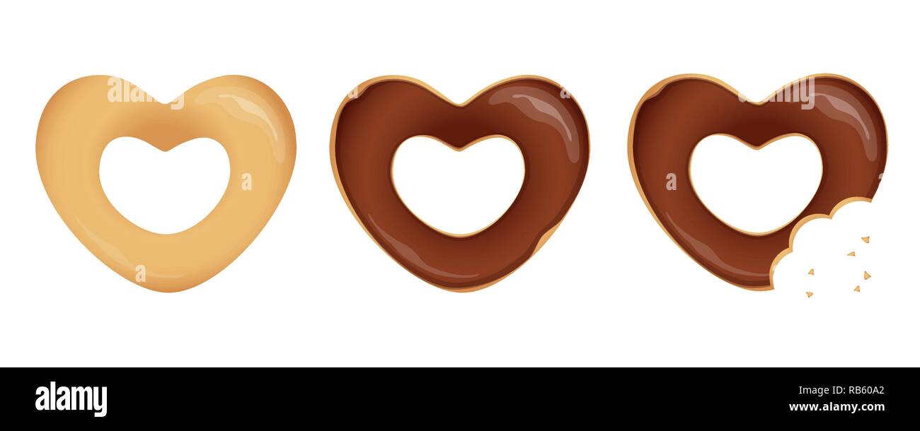 Conjunto de anillos en forma de corazón de chocolate ilustración vectorial EPS10 Ilustración del Vector